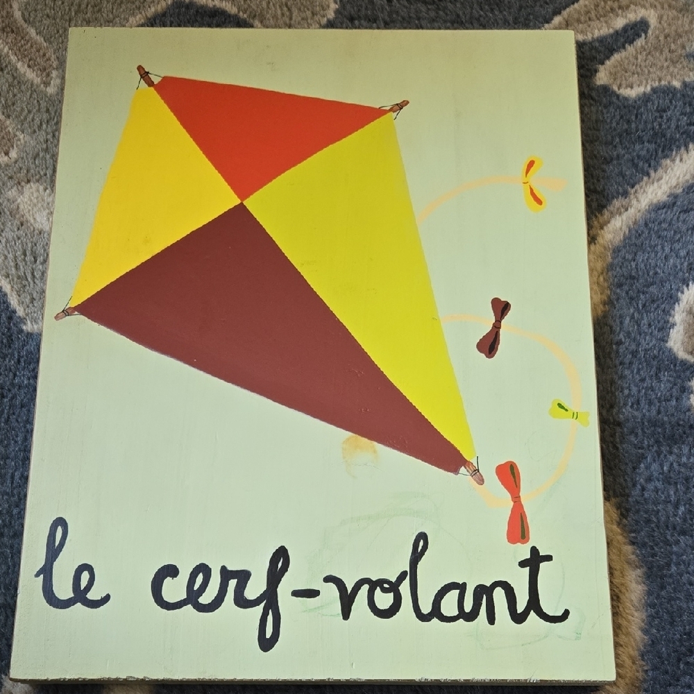 Pottery Barn Kids Colorful Kite Art Painted On Wood Plaque French